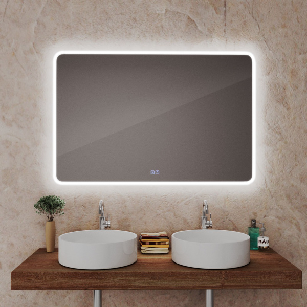 Зеркало Bau Stil 100х70, LeD подсветка, сенсор, антипар, пластиковый защитный корпус