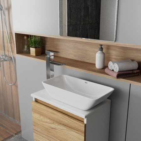 Раковина чаша накладная прямоугольная BAU Spectrum mini 47х24, белая