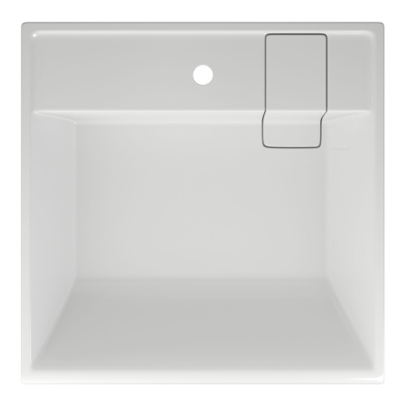 Раковина над стиральной машиной BAU Stil литьевой мрамор в комплекте с выпуском и кронштейнами, белый глянец