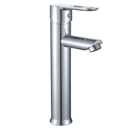 Раковина накладная со смесителем и выпуском (Умывальник BAU Triangle 59х39, белый + смеситель для раковины высокий Diadonna Dream, латунь, выпуск клик клак, хром)