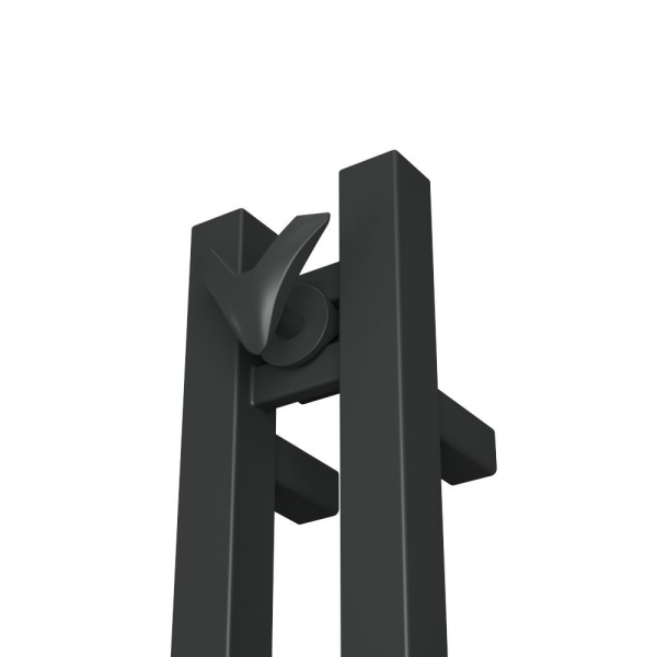 Полотенцесушитель дизайнерский электрический, профильный BAU Stella Square 10х120, 2 коллектора, 2 крючка, черный матовый