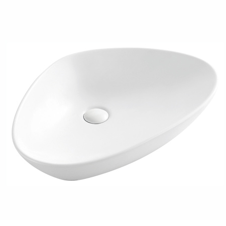 Раковина накладная со смесителем и выпуском (Умывальник BAU Triangle 59х39, белый + смеситель для раковины высокий Diadonna Dream, латунь, выпуск клик клак, белый)