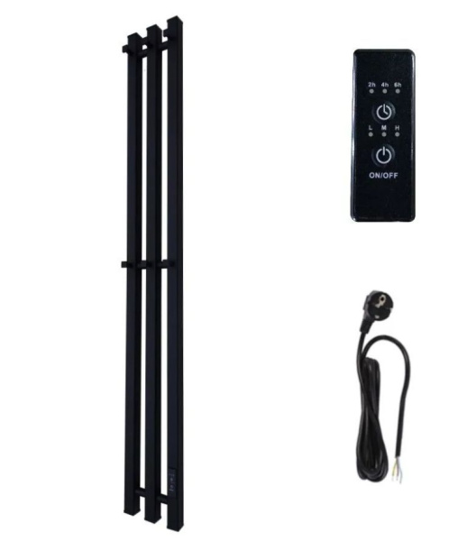Полотенцесушитель, дизайн-радиатор электрический квадратный профиль Маргроид BAU Inaro III 120х12, с таймером черный матовый RAL 9005