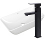 Раковина накладная со смесителем (чаша прямоугольная BAU Spectrum mini 47х24, белая + смеситель высокий Hotel Black, черный)