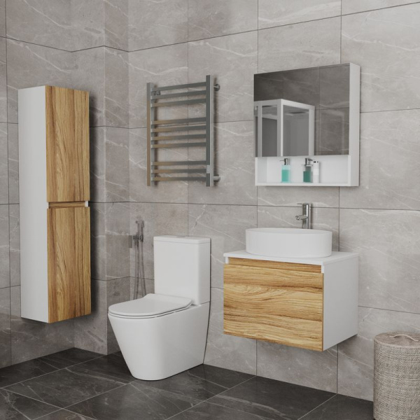 Комплект для ванной, 3 предмета (Тумба Bau Dream Blackwood 60, раковина BAU Nimb 50х36, смеситель для раковины Diadonna Dream, латунь, хром)