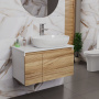 Комплект для ванной, 3 предмета (Тумба подвесная Bau Blackwood 80 + Раковина BAU 59х40, Смеситель высокий Hotel Still, нерж. сталь)