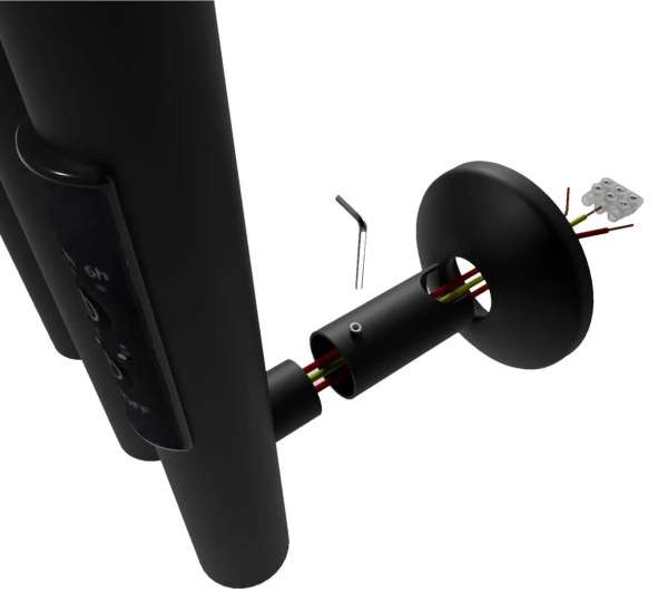 Полотенцесушитель, дизайн-радиатор электрический Маргроид BAU Inaro 120х6, 4 крючка, черный матовый RAL 9005 с таймером