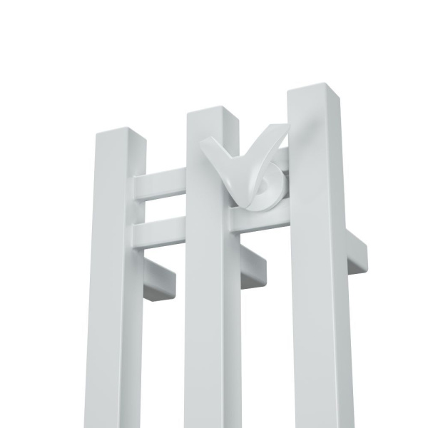 Полотенцесушитель дизайнерский электрический, профильный BAU Stella Square 25х160, 3 коллектора, 2 крючка, белый полуматовый