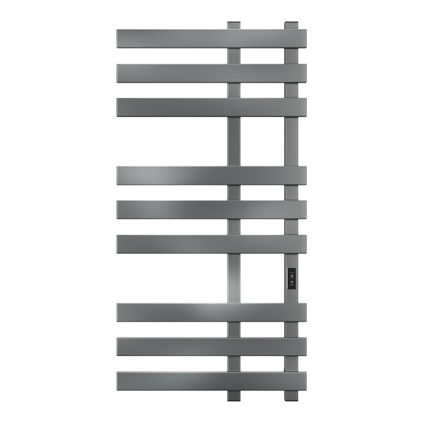 Полотенцесушитель дизайнерский электрический, профильный BAU Blizzard Gun Grey 50х100, 9 планок, темно-серый металлик