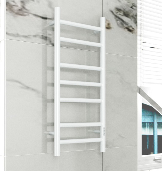 Полотенцесушитель электрический BAU Stil 30х80, 7 планок, универсальный, белый полуматовый