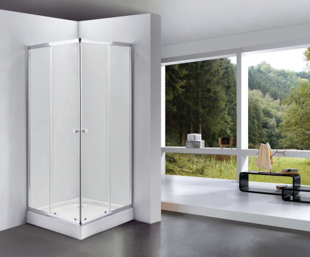 Душевой уголок BAU Stil Hit с поддоном 80x80х195, прозрачное закаленное стекло, хромированный профиль