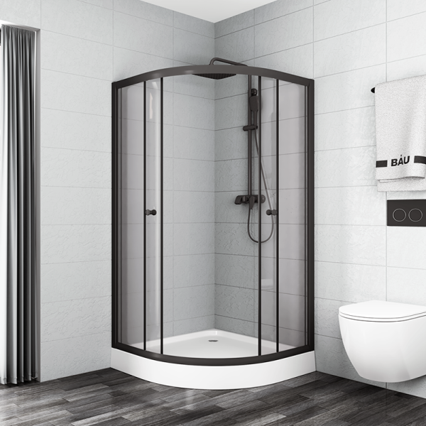 Душевой уголок BAU Dream Hit Black с поддоном 100x100х195, прозрачное закаленное стекло, черный профиль