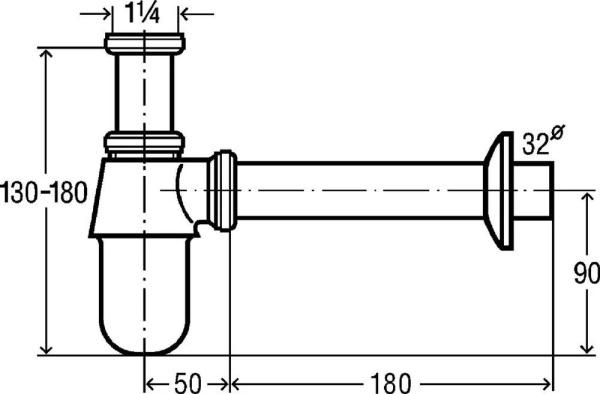Сифон для раковины BAU Nimb металлический, без сливного клпана