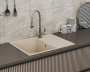 Мойка для кухни врезная кварцевая в комплекте с сифоном BAU Stil Sand 65х51, песочный