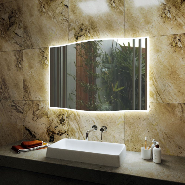 Зеркало Bau Plaza Limited Edition 1050х745, сенсор на взмах, c LED подсветкой, защитный корпус с высокой светопроницаемостью, теплый свет