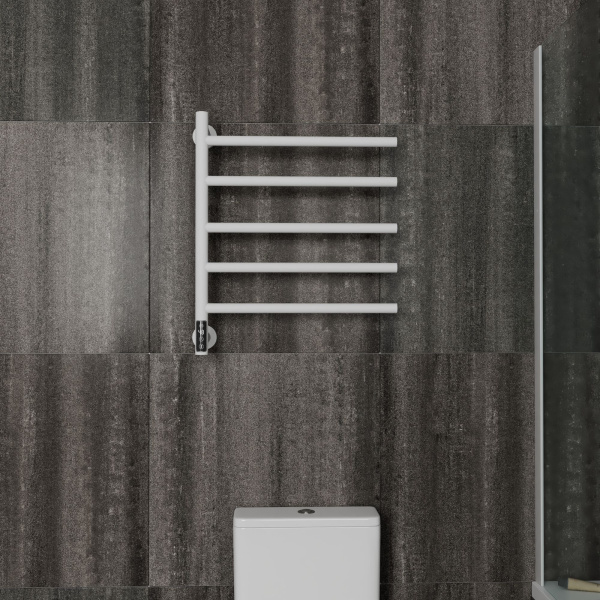 Полотенцесушитель дизайнерский электрический BAU Nimb Elegant White 60х50, подключение нижнее, белый матовый