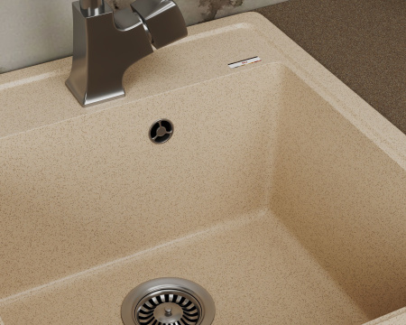 Мойка для кухни врезная кварцевая в комплекте с сифоном BAU Stil Sand 46х51, песочный