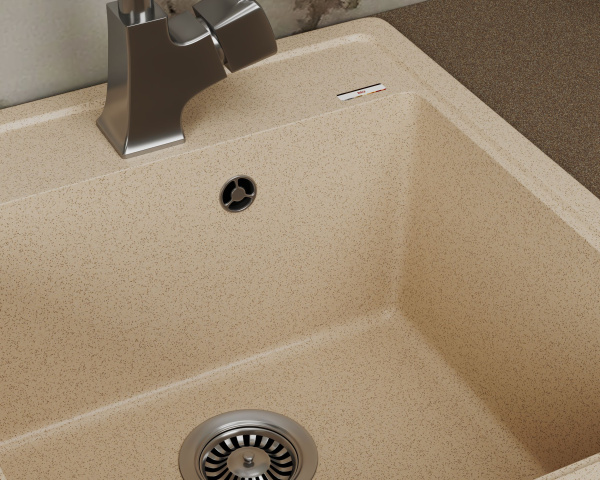 Мойка для кухни врезная кварцевая в комплекте с сифоном BAU Stil Sand 46х51, песочный