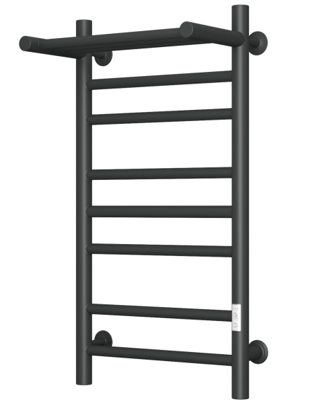 Полотенцесушитель электрический лесенка с полкой Маргроид BAU В10 40х80 П7 (2+3+2) черный матовый RAL 9005, таймер справа