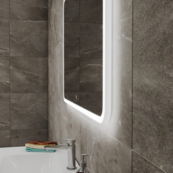 Зеркало с часами и антипаром Bau Stil 120х70, LeD подсветка, пластиковый защитный корпус