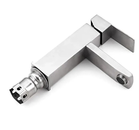 Раковина накладная со смесителем и выпуском (круглая BAU D40, белая + смеситель Hotel Still, нер. сталь, выпуск клик-клак хром)