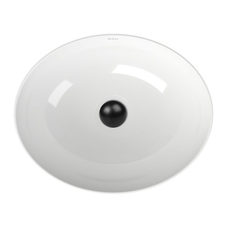 Раковина накладная со смесителем и выпуском (овальная BAU Nimb 41х33, белая + смеситель Hotel Black, черный, выпуск клик-клак черный)