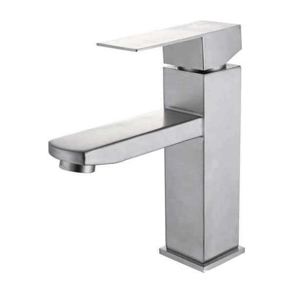 Раковина накладная со смесителем (прямоугольная BAU Cerama Mini 33х28, с отверстием, белая + смеситель Hotel Still, нержавеющая сталь)