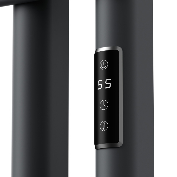 Полотенцесушитель дизайнерский электрический BAU Eastern Wind Gun Grey 80х50, подключение нижнее, темно-серый металлик