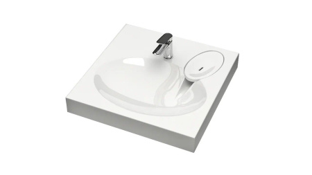 Раковина над стиральной машиной BAU Nimb 60х55, литьевой мрамор в комплекте с кронштейнами и сифоном , белый глянец