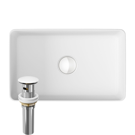 Раковина накладная прямоугольная BAU Hotel mini 37х23, белая + выпуск клик-клак, белый