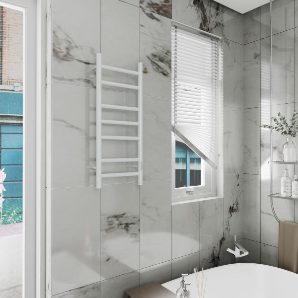 Полотенцесушитель электрический BAU Stil 30х80, 7 планок, универсальный, белый полуматовый