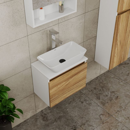 Комплект для ванной, 4 предмета (тумба Bau Dream 50 + раковина чаша BAU 47х24, белая + смеситель Hotel Still, выпуск клик-клак, черный)