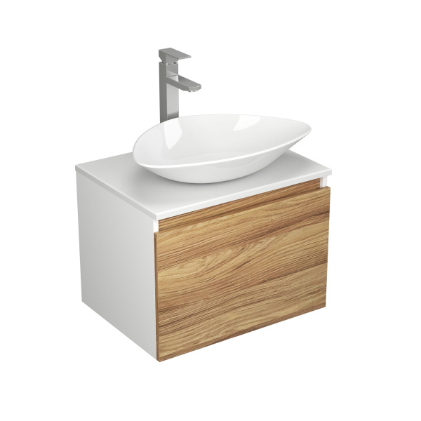 Комплект для ванной, 4 предмета (Тумба Bau Dream Blackwood 60, раковина BAU Triangle 59х39, смеситель для раковины высокий Hotel Still, нержавеющая сталь, выпуск клик клак, хром)