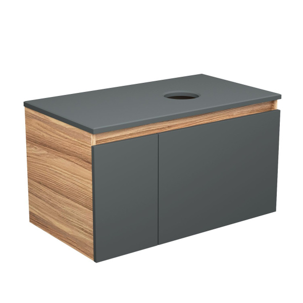 Комплект для ванной, 4 предмета (тумба Bau 80, графит + раковина BAU Hotel 48х37 + смеситель Hotel Black, выпуск клик-клак, черный)