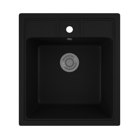 Мойка для кухни BAU Stil Black coal 45х50, выпуск с сифоном в комплекте, черный уголь
