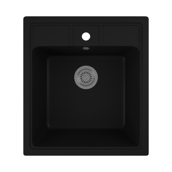 Мойка для кухни BAU Stil Black coal 45х50, выпуск с сифоном в комплекте, черный уголь