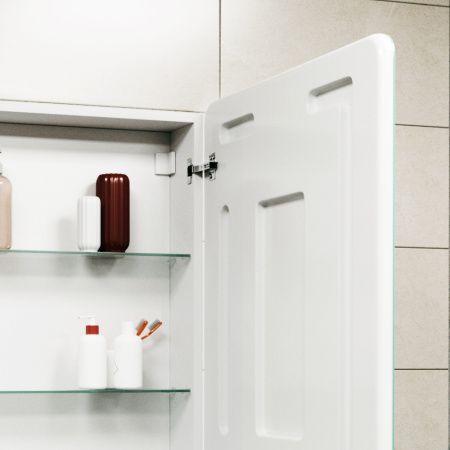 Зеркало-шкаф Bau Stil 70х80, LED подсветка, сенсор, плавное закрывание, оборачиваемый