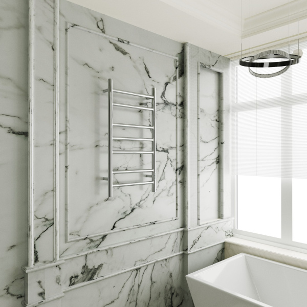 Полотенцесушитель электрический BAU Stil 40х80, 7 планок, универсальный, нерж. сталь полированная