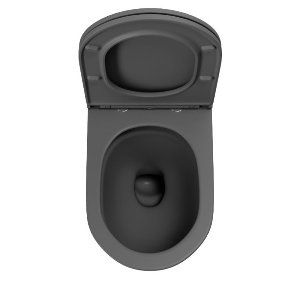 Унитаз подвесной безободковый торнадо обратного потока Bau Dream 52х36 Hurricane-2, сиденье дюропласт микролифт, темно-серый матовый