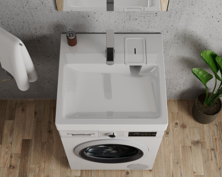 Раковина над стиральной машиной BAU Hotel 60х60, литьевой мрамор в комплекте с кронштейнами и сифоном