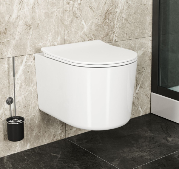 Унитаз подвесной безободковый Bau Hotel PRO, быстросъемное сиденье микролифт