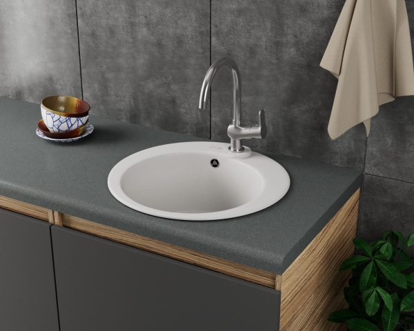 Мойка для кухни врезная кварцевая в комплекте с сифоном BAU Dream Jasmine 51, жасмин