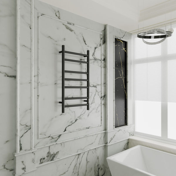 Полотенцесушитель электрический BAU Stil 40х80, 7 планок, универсальный, черный матовый RAL 9005