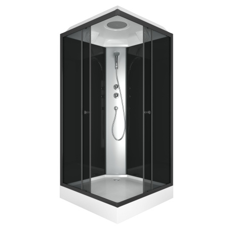 Душевая кабина BAU Stil квадратныая с поддоном 90x90х215, тонированные передние закаленные стекла, черные задние стенки, черный матовый профиль