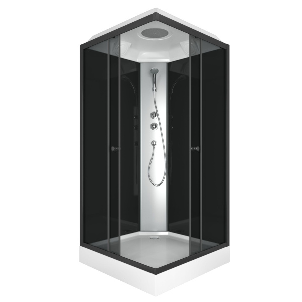 Душевая кабина BAU Stil квадратныая с поддоном 90x90х195, тонированные передние закаленные стекла, черные задние стенки, черный матовый профиль