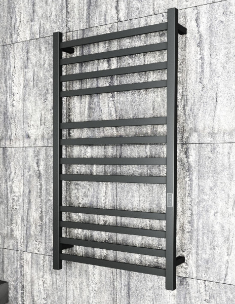 Полотенцесушитель электрический профильный BAU Hotel 60х120, 12 планок, универсальный, черный матовый RAL 9005