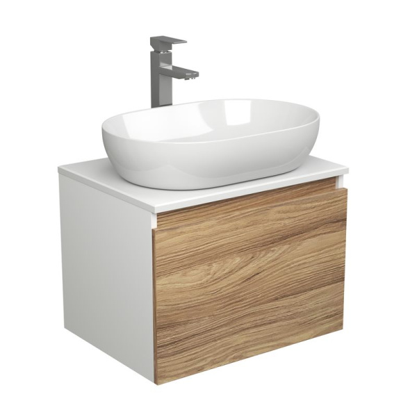 Комплект для ванной, 3 предмета (Тумба подвесная Bau Blackwood 60 + Раковина BAU 59х40, Смеситель высокий Hotel Still, нерж. сталь)