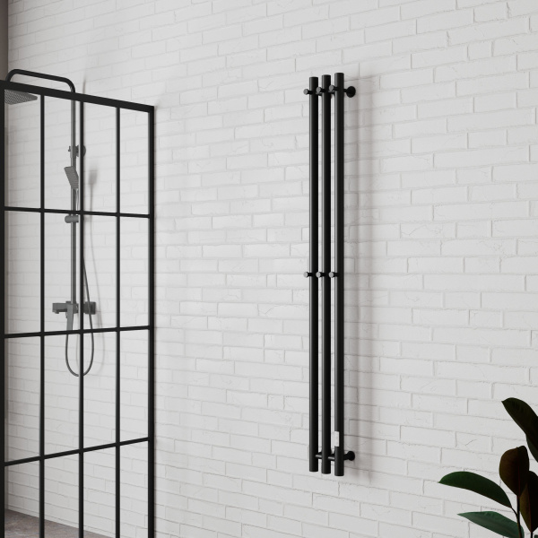 Полотенцесушитель, дизайн-радиатор электрический Маргроид BAU Inaro III 150х12, черный матовый RAL 9005 с таймером