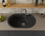 Мойка для кухни оборачиваемая овальная BAU Nimb Black stone 78х50, выпуск с сифоном в комплекте, черный камень