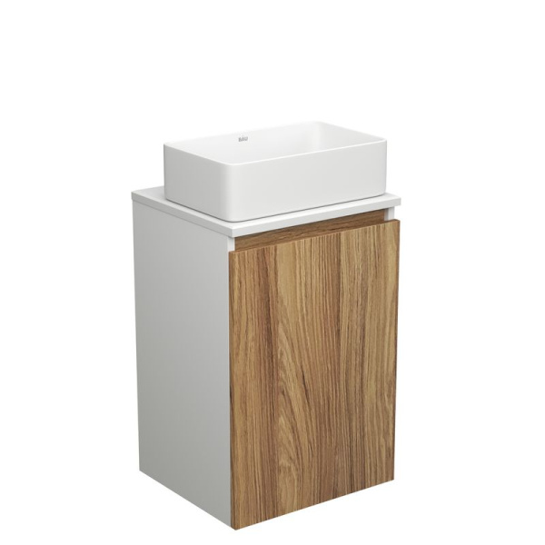 Тумба с раковиной (тумба под раковину Bau Dream Blackwood 40 + раковина санфаянс накладная BAU Hotel mini 37х23, белая)